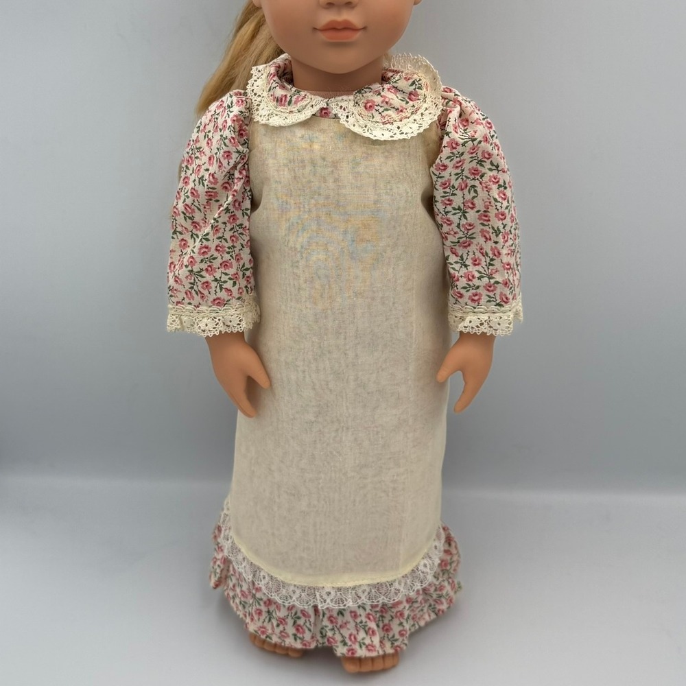 VTG |Handmade| Pink Floral Dress Sheer‎ Overlay fits American Girl/16-18in Doll
